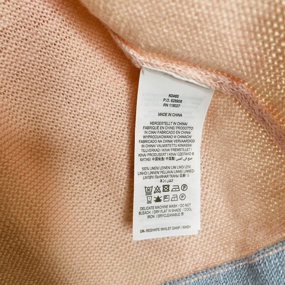 BODEN Milkshake Colourblock Cardigan Sz 6 NWT Pink Linen Open Front Sweater - Picture 6 of 6